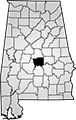 Map showing Autauga County location within the state of Alabama
