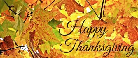 Happy Thanksgiving Banner with Fall Leaves