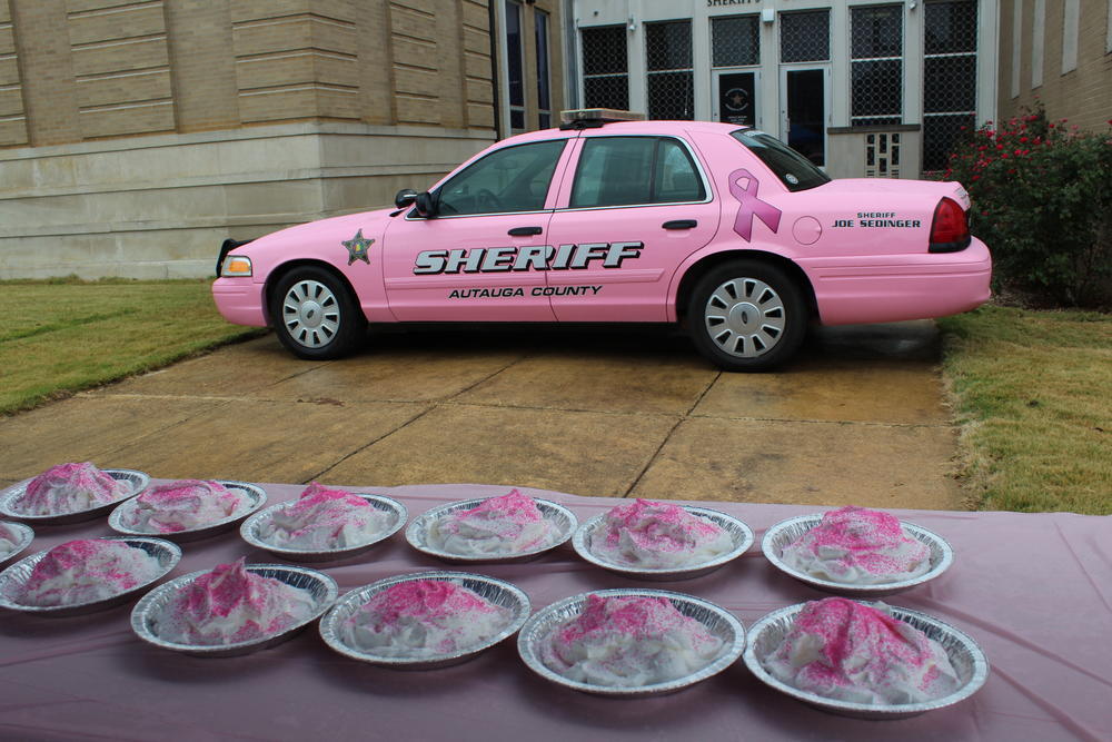 Pies awaiting to be put in Sheriff Sedinger's face